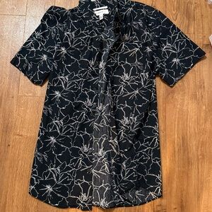 Black Floral Button-Up Shirt